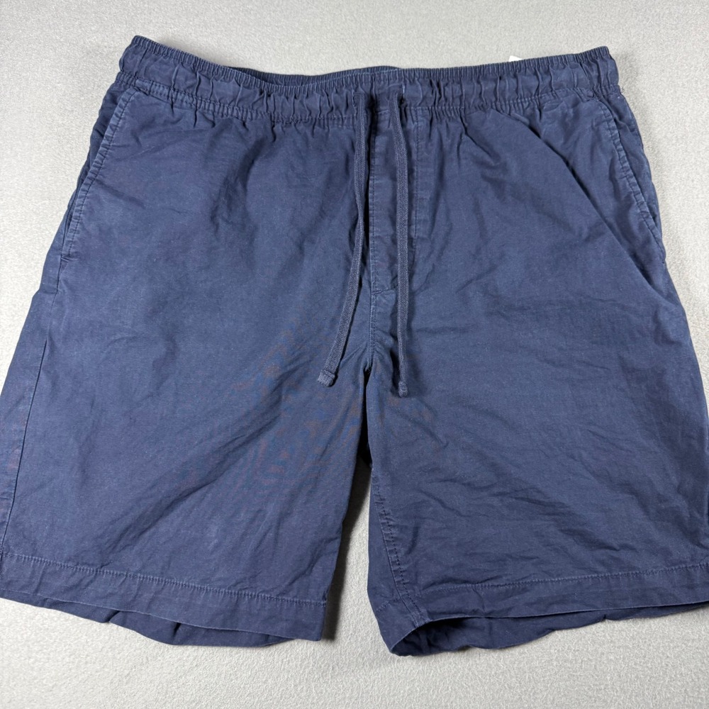 Banana Republic Mens Deck Short Large Navy Blue Cotton Stretch Drawstring Casual